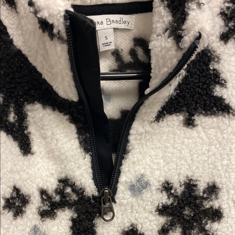 Vera Bradley Black and White Fleece Pullover - Picture 2 of 9